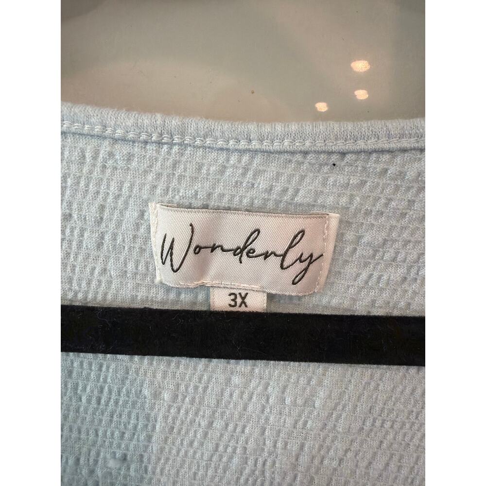 Wonderly Light Blue V-Neck Gauze Peasant Blouse - Picture 2 of 3